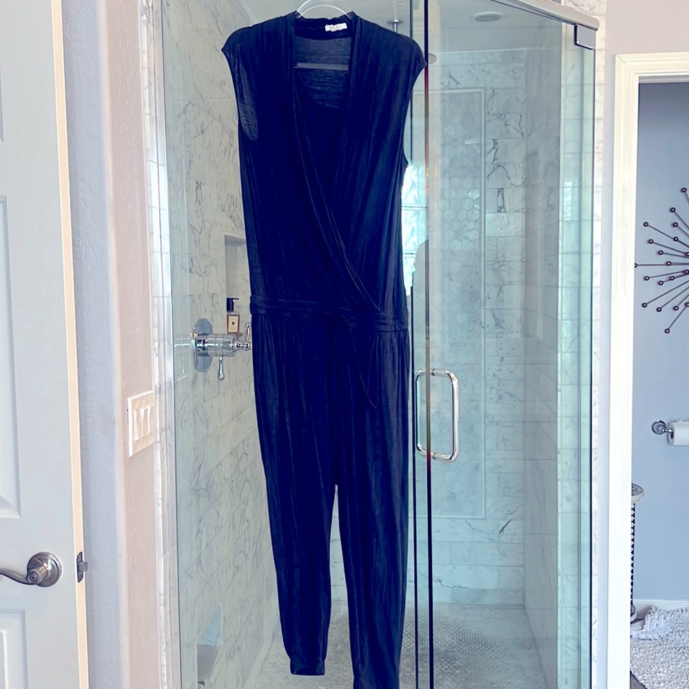 Helmet Lang blue jumpsuit jersey material